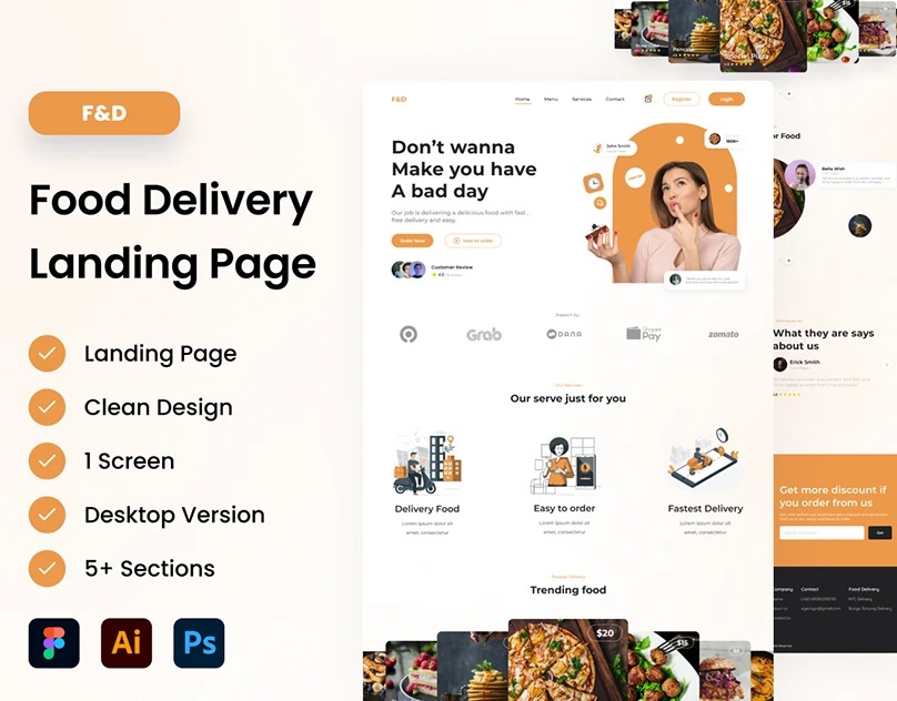 F&D Food Delivery - Landing page